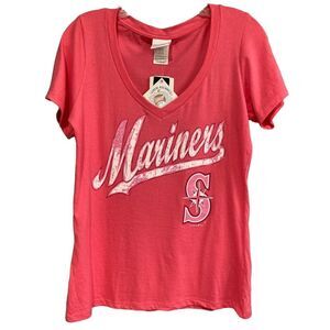 New Seattle Mariners MLB Women's Pink T-Shirt 5th & Ocean Size L‎